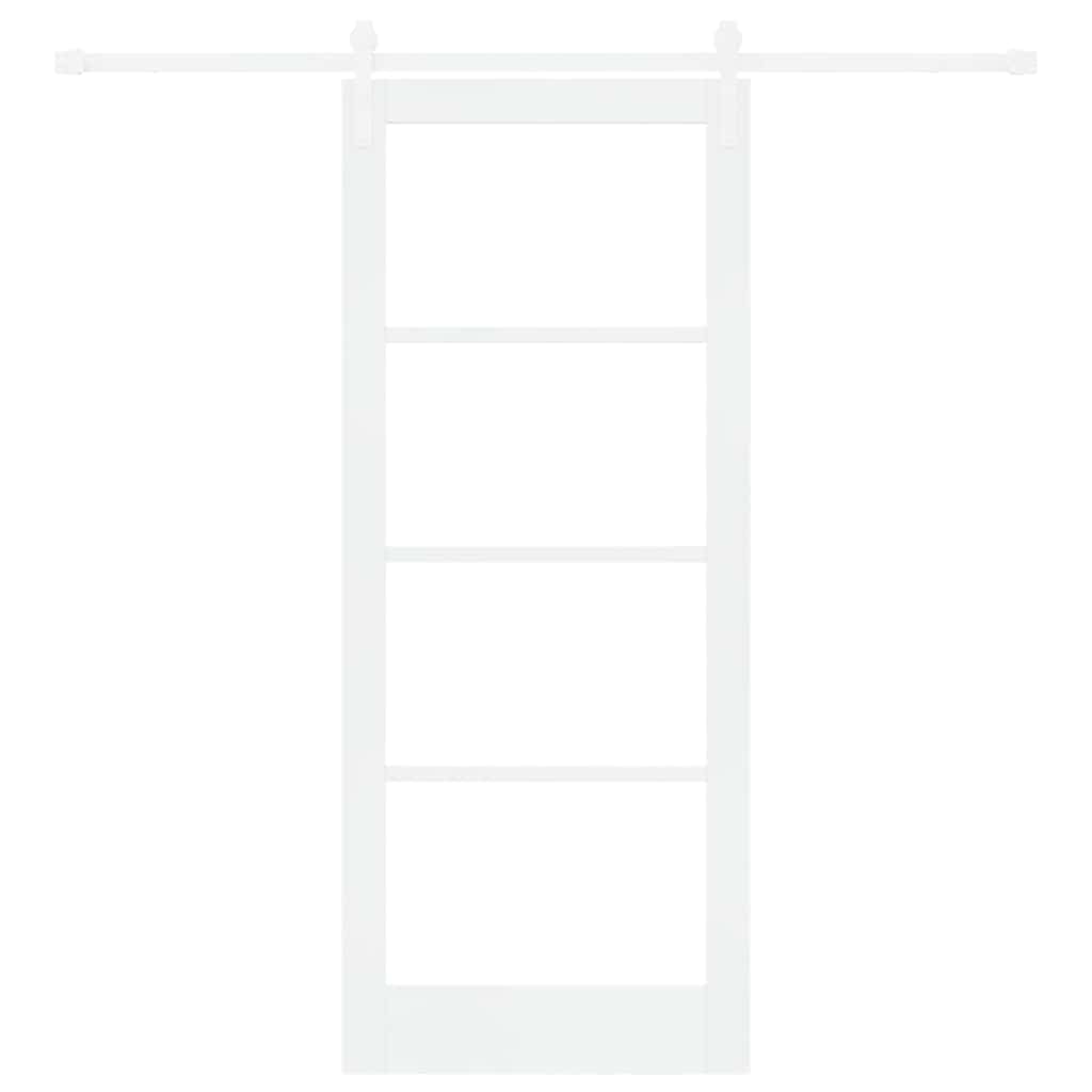 vidaXL Sliding Door ORKDAL White 83 x 202 cm Solid Pine Wood and Glass 4