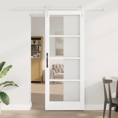 vidaXL Sliding Door ORKDAL White 83 x 211 cm Solid Pine Wood and Glass 1