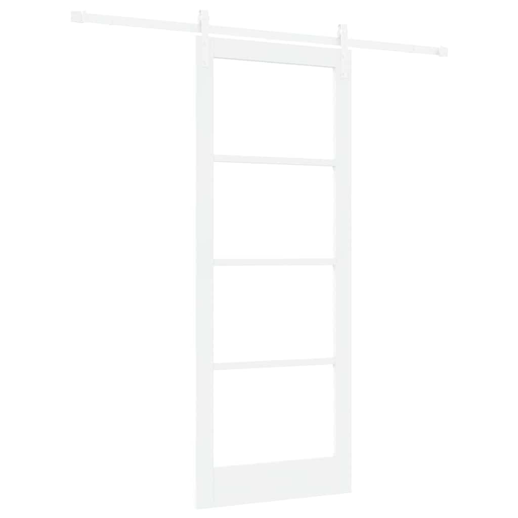 vidaXL Sliding Door ORKDAL White 83 x 211 cm Solid Pine Wood and Glass 2