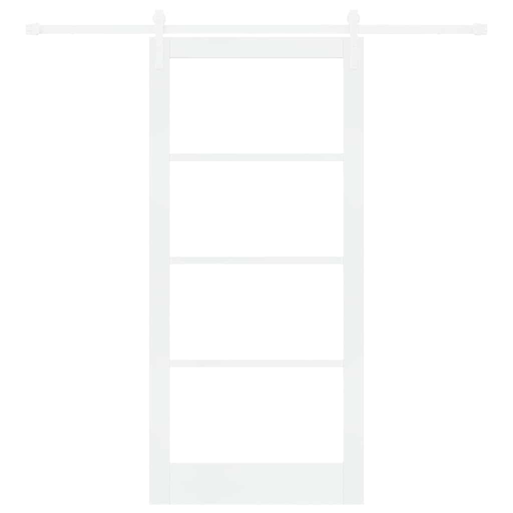 vidaXL Sliding Door ORKDAL White 93 x 202 cm Solid Pine Wood and Glass 4