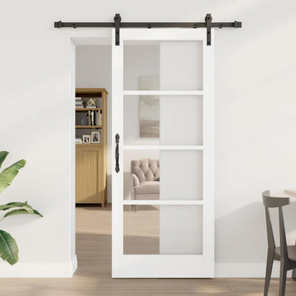 vidaXL Sliding Door ORKDAL White 83 x 202 cm Solid Pine Wood and Glass 1
