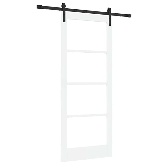 vidaXL Sliding Door ORKDAL White 83 x 202 cm Solid Pine Wood and Glass 2