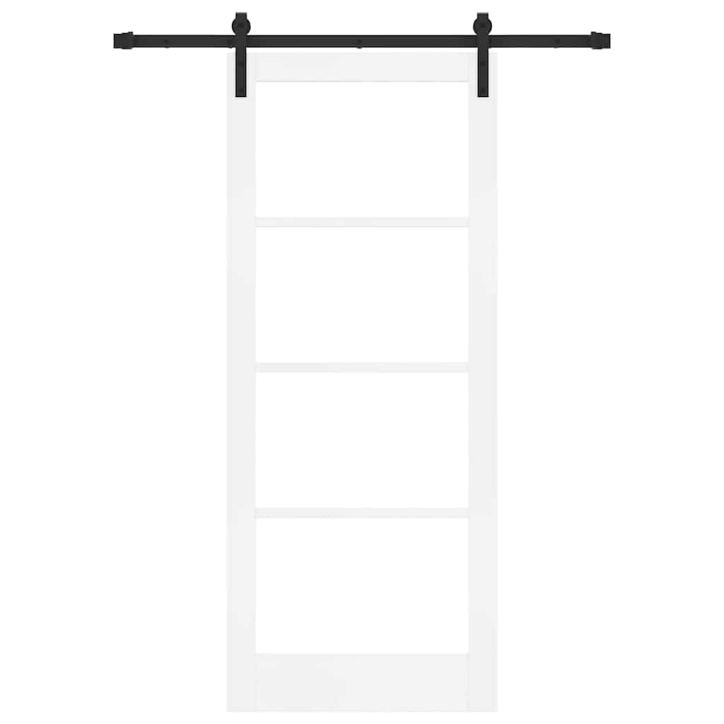 vidaXL Sliding Door ORKDAL White 83 x 202 cm Solid Pine Wood and Glass 4