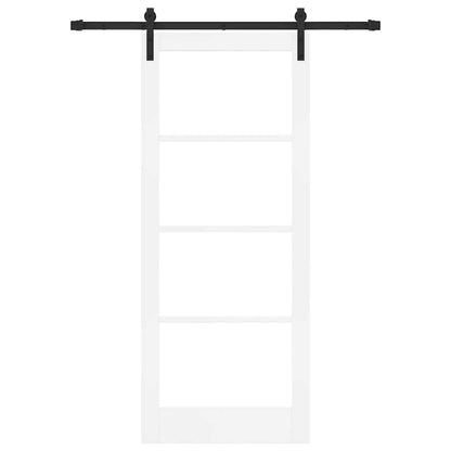 vidaXL Sliding Door ORKDAL White 83 x 202 cm Solid Pine Wood and Glass 4