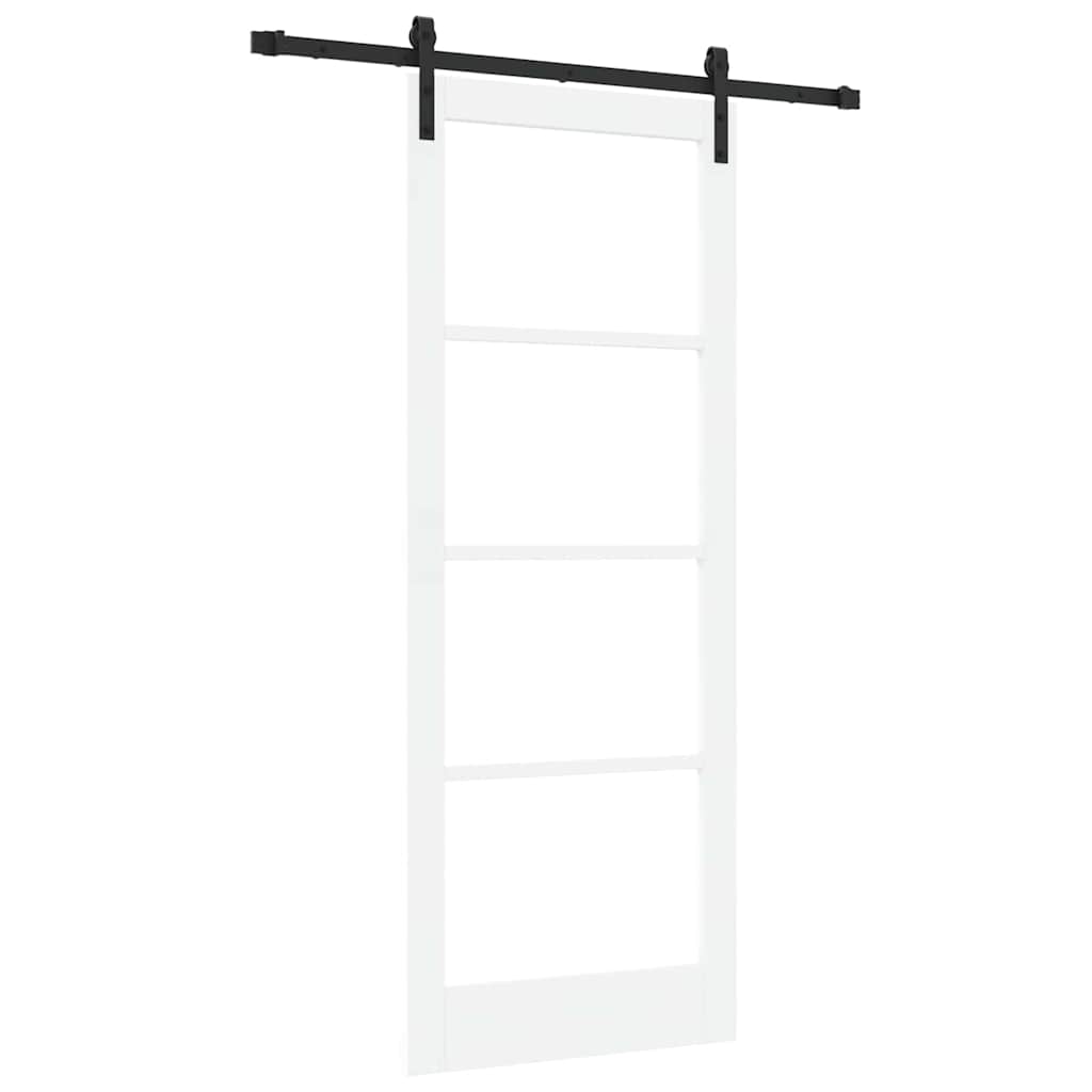 vidaXL Sliding Door ORKDAL White 83 x 211 cm Solid Pine Wood and Glass 2