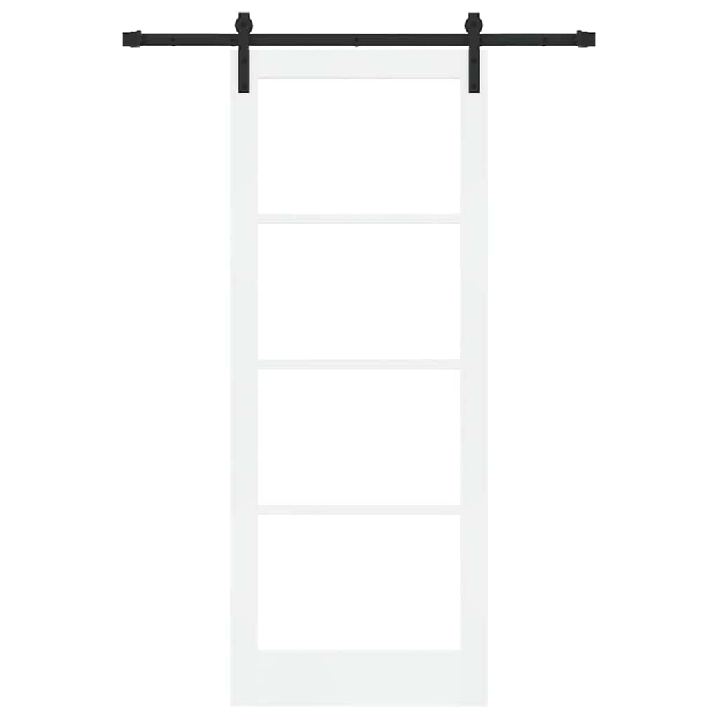 vidaXL Sliding Door ORKDAL White 83 x 211 cm Solid Pine Wood and Glass 4