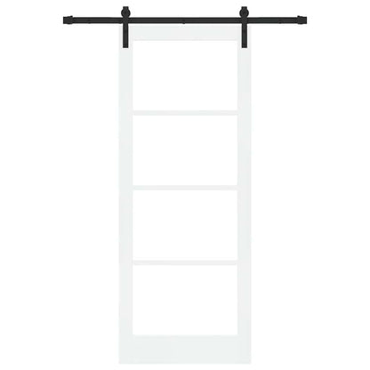 vidaXL Sliding Door ORKDAL White 83 x 211 cm Solid Pine Wood and Glass 4