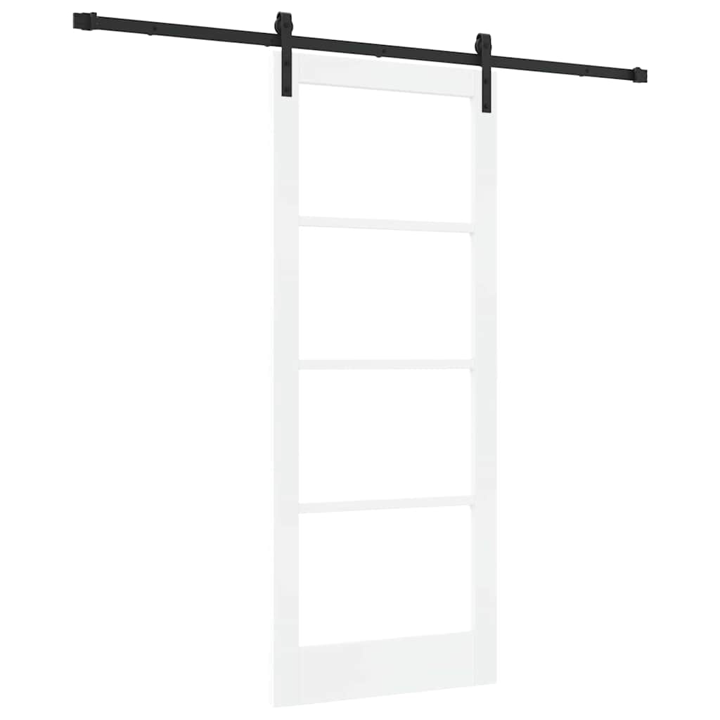 vidaXL Sliding Door ORKDAL White 83 x 202 cm Solid Pine Wood and Glass 2