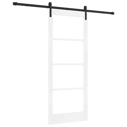 vidaXL Sliding Door ORKDAL White 83 x 202 cm Solid Pine Wood and Glass 2