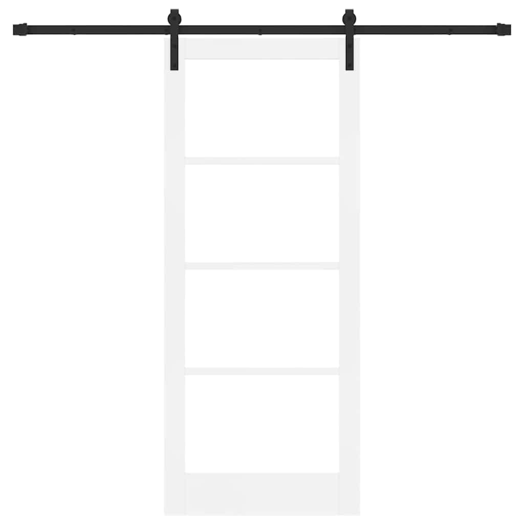 vidaXL Sliding Door ORKDAL White 83 x 202 cm Solid Pine Wood and Glass 4