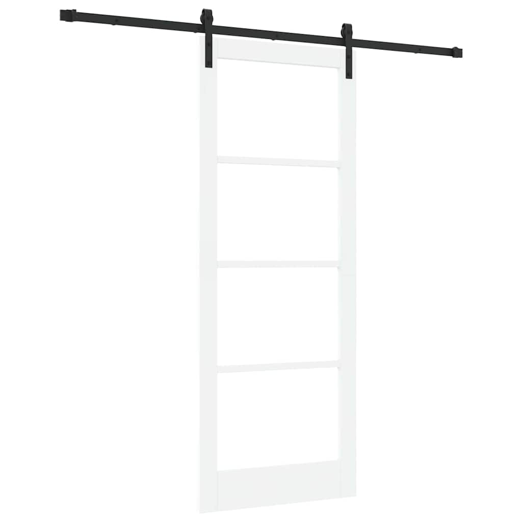 vidaXL Sliding Door ORKDAL White 83 x 211 cm Solid Pine Wood and Glass 2