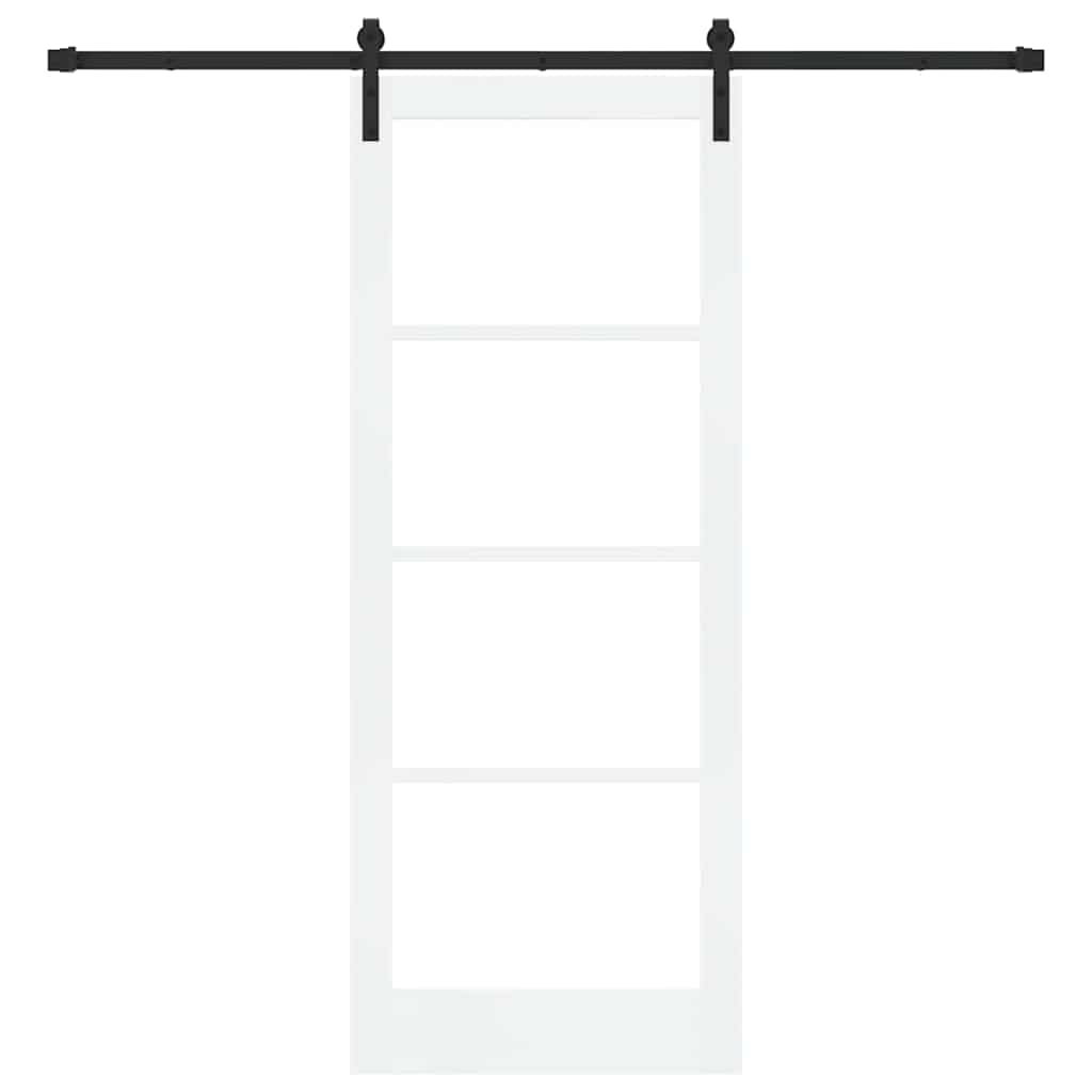 vidaXL Sliding Door ORKDAL White 83 x 211 cm Solid Pine Wood and Glass 4