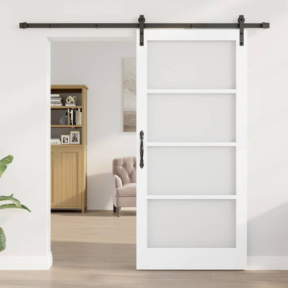 vidaXL Sliding Door ORKDAL White 93 x 202 cm Solid Pine Wood and Glass 3