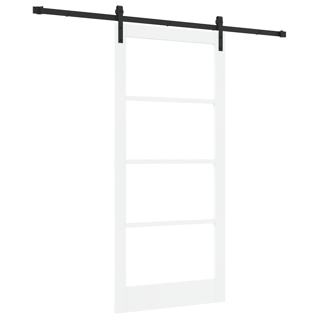 vidaXL Sliding Door ORKDAL White 93 x 202 cm Solid Pine Wood and Glass 2