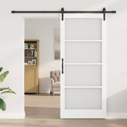 Sliding Door ORKDAL White Solid Pine Wood and Glass White and black 93 cm 211 cm 213.5 cm