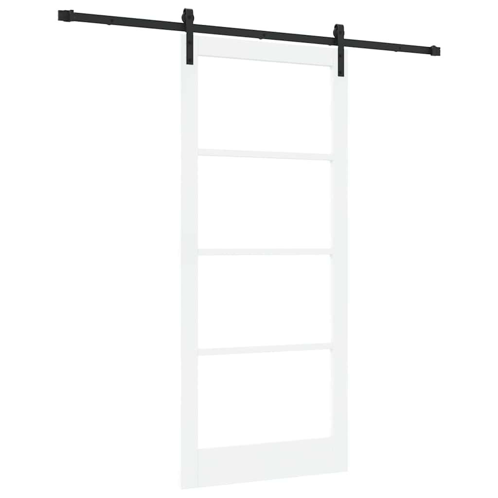 Sliding Door ORKDAL White Solid Pine Wood and Glass White and black 93 cm 211 cm 213.5 cm