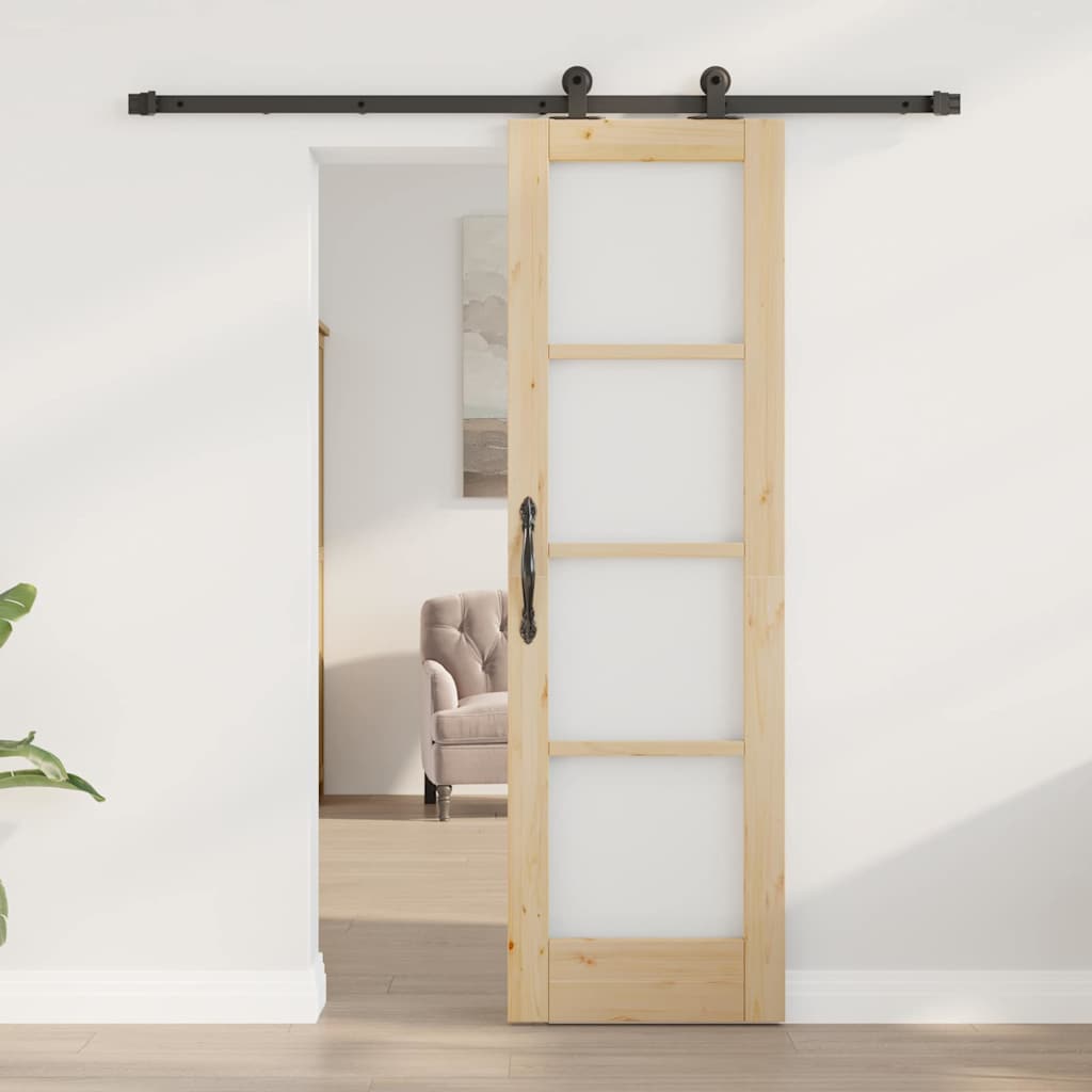 vidaXL Sliding Door ORKDAL 61 x 198.5 cm Solid Pine Wood and Glass 3