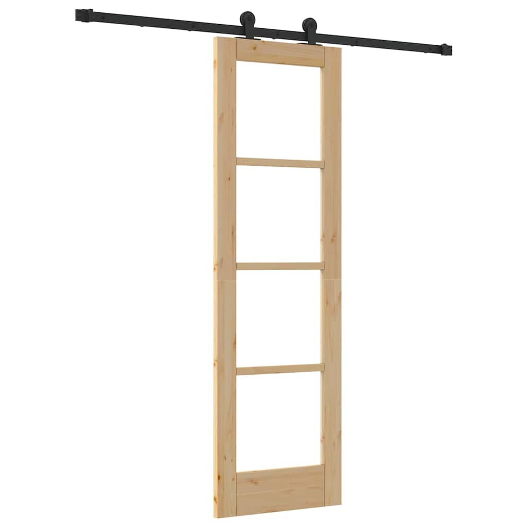 vidaXL Sliding Door ORKDAL 61 x 198.5 cm Solid Pine Wood and Glass 2