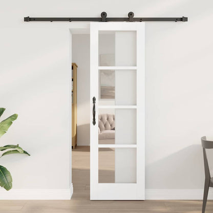 vidaXL Sliding Door ORKDAL Solid Pine Wood and Glass 183 cm White and black