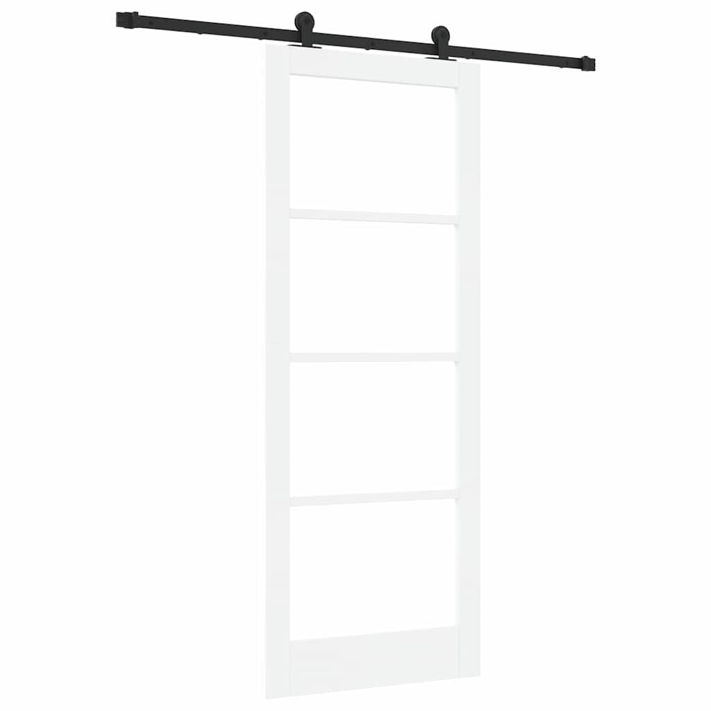 Sliding Door ORKDAL Solid Pine Wood and Glass 183 cm White and black 83 cm 211 cm