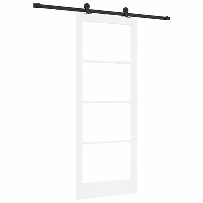 Sliding Door ORKDAL Solid Pine Wood and Glass 183 cm White and black 83 cm 211 cm