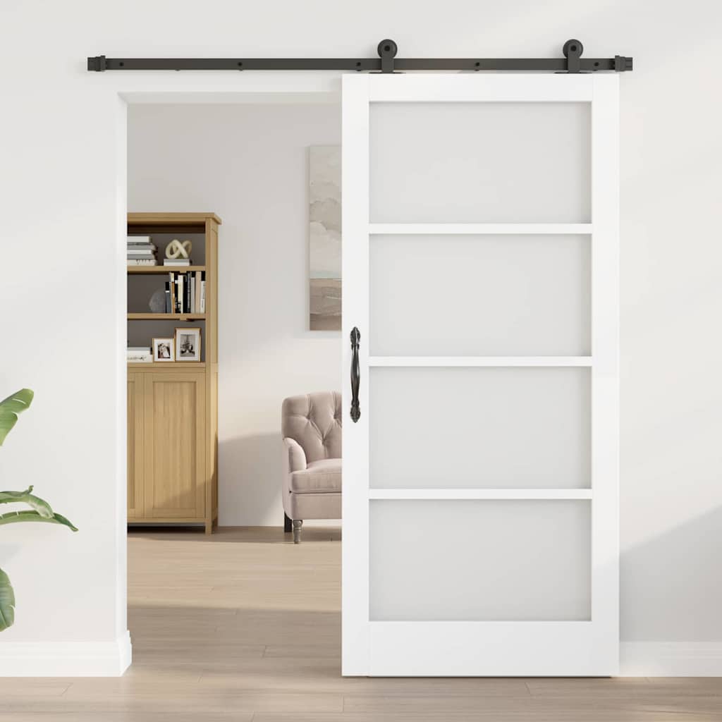 vidaXL Sliding Door ORKDAL 93 x 202 cm Solid Pine Wood and Glass 3