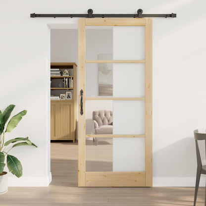 vidaXL Sliding Door ORKDAL 93 x 211 cm Solid Pine Wood and Glass 1