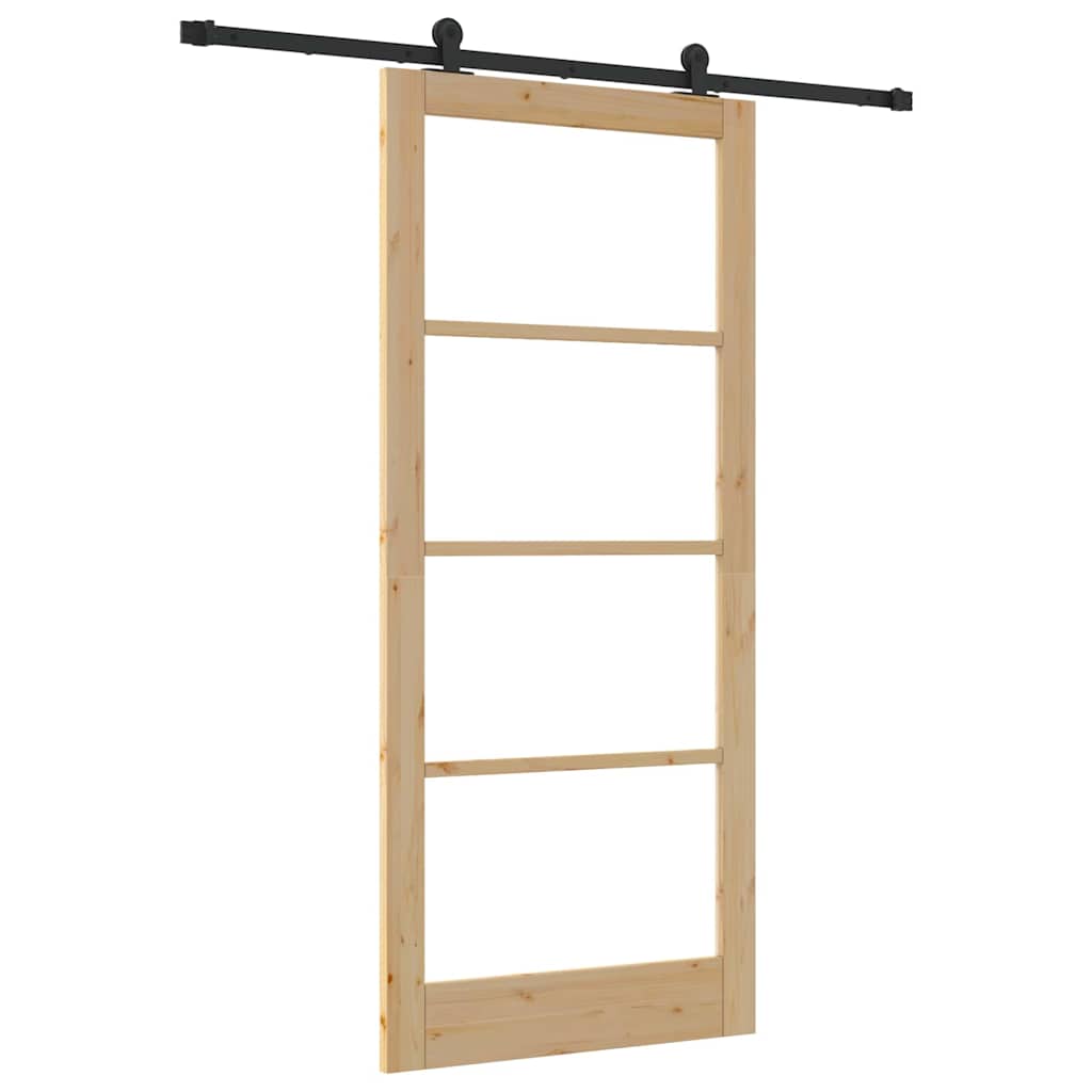 vidaXL Sliding Door ORKDAL 93 x 211 cm Solid Pine Wood and Glass 2