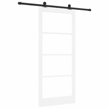 Sliding Door ORKDAL Solid Pine Wood and Glass 183 cm White and black 93 cm 211 cm