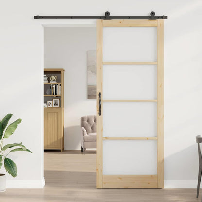 vidaXL Sliding Door ORKDAL 93 x 232 cm Solid Pine Wood and Glass 3