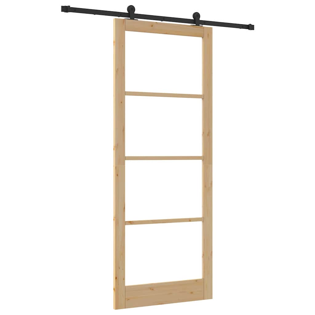 vidaXL Sliding Door ORKDAL 93 x 232 cm Solid Pine Wood and Glass 2