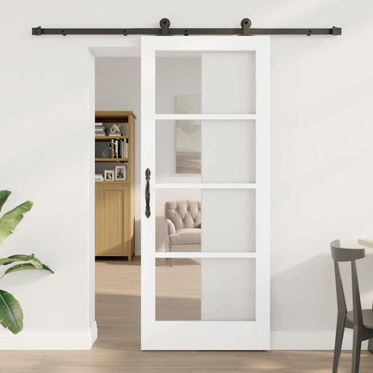 vidaXL Sliding Door ORKDAL 83 x 202 cm Solid Pine Wood and Glass 1