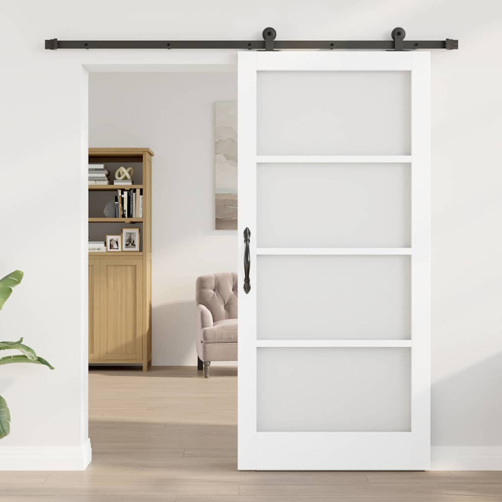 vidaXL Sliding Door ORKDAL 93 x 202 cm Solid Pine Wood and Glass 3