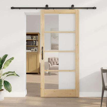 vidaXL Sliding Door ORKDAL 93 x 211 cm Solid Pine Wood and Glass 1