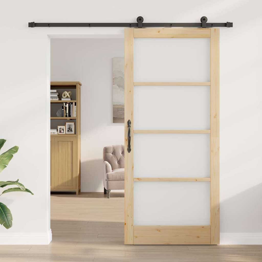 vidaXL Sliding Door ORKDAL 93 x 211 cm Solid Pine Wood and Glass 3