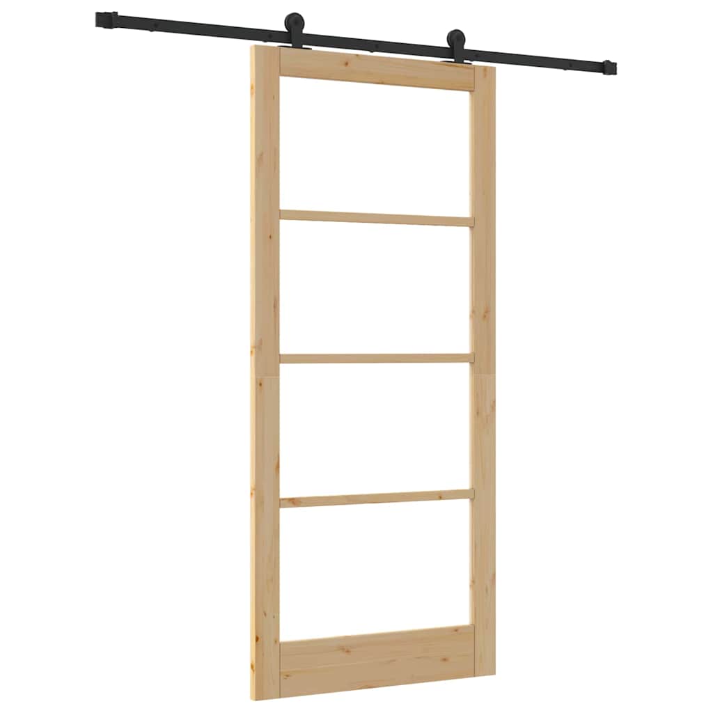 vidaXL Sliding Door ORKDAL 93 x 211 cm Solid Pine Wood and Glass 2
