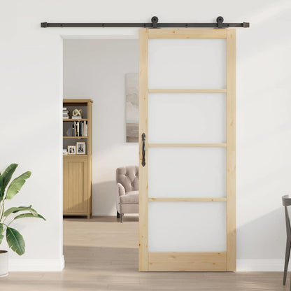 vidaXL Sliding Door ORKDAL 93 x 232 cm Solid Pine Wood and Glass 3
