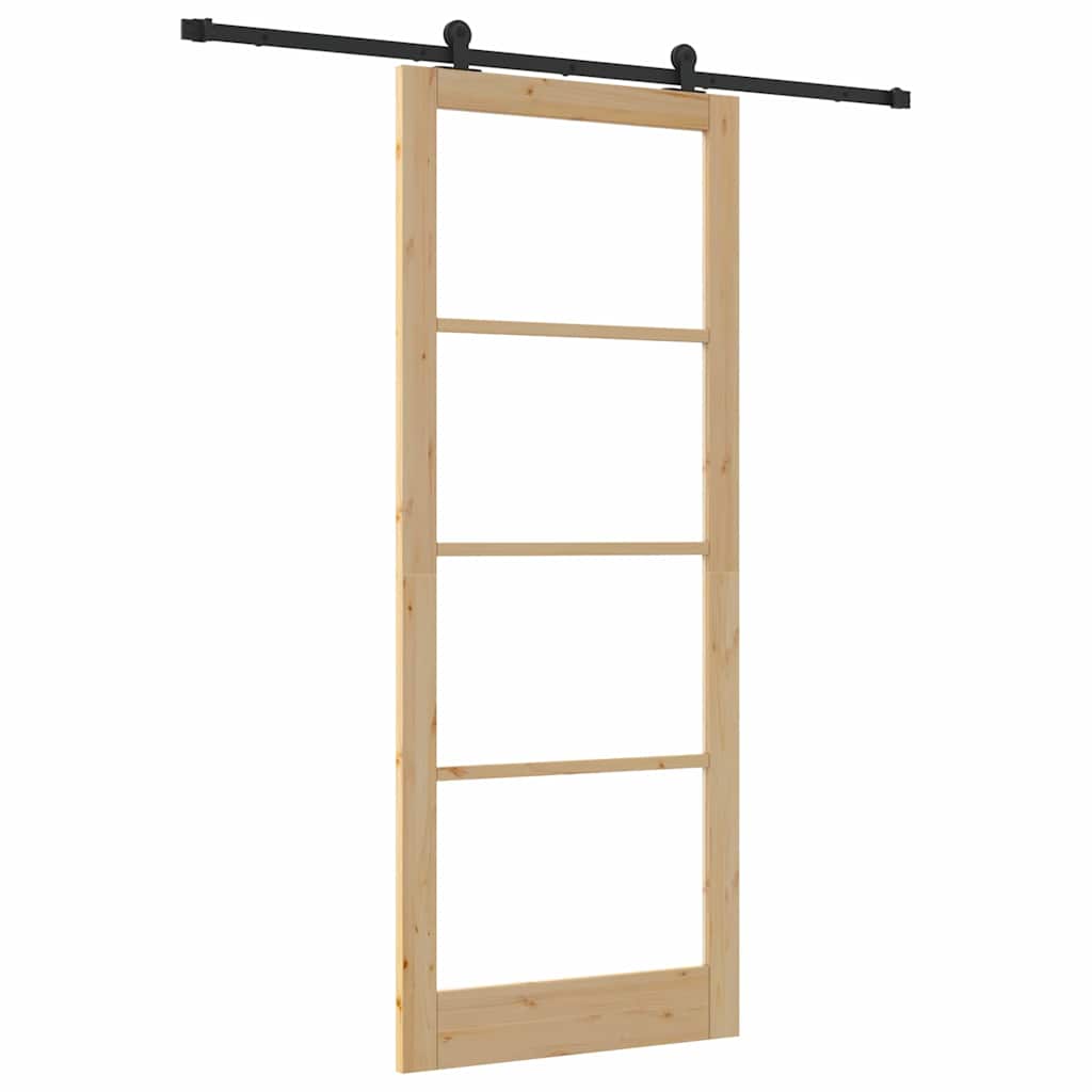 vidaXL Sliding Door ORKDAL 93 x 232 cm Solid Pine Wood and Glass 2