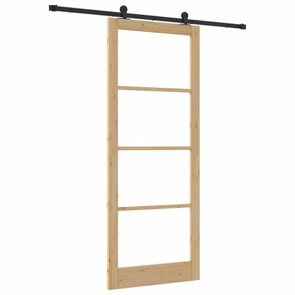 vidaXL Sliding Door ORKDAL 93 x 232 cm Solid Pine Wood and Glass 2