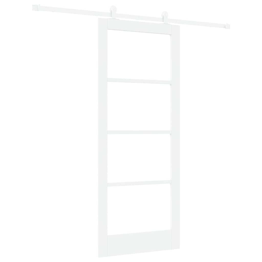 vidaXL Sliding Door ORKDAL 83 x 202 cm Solid Pine Wood and Glass White 2