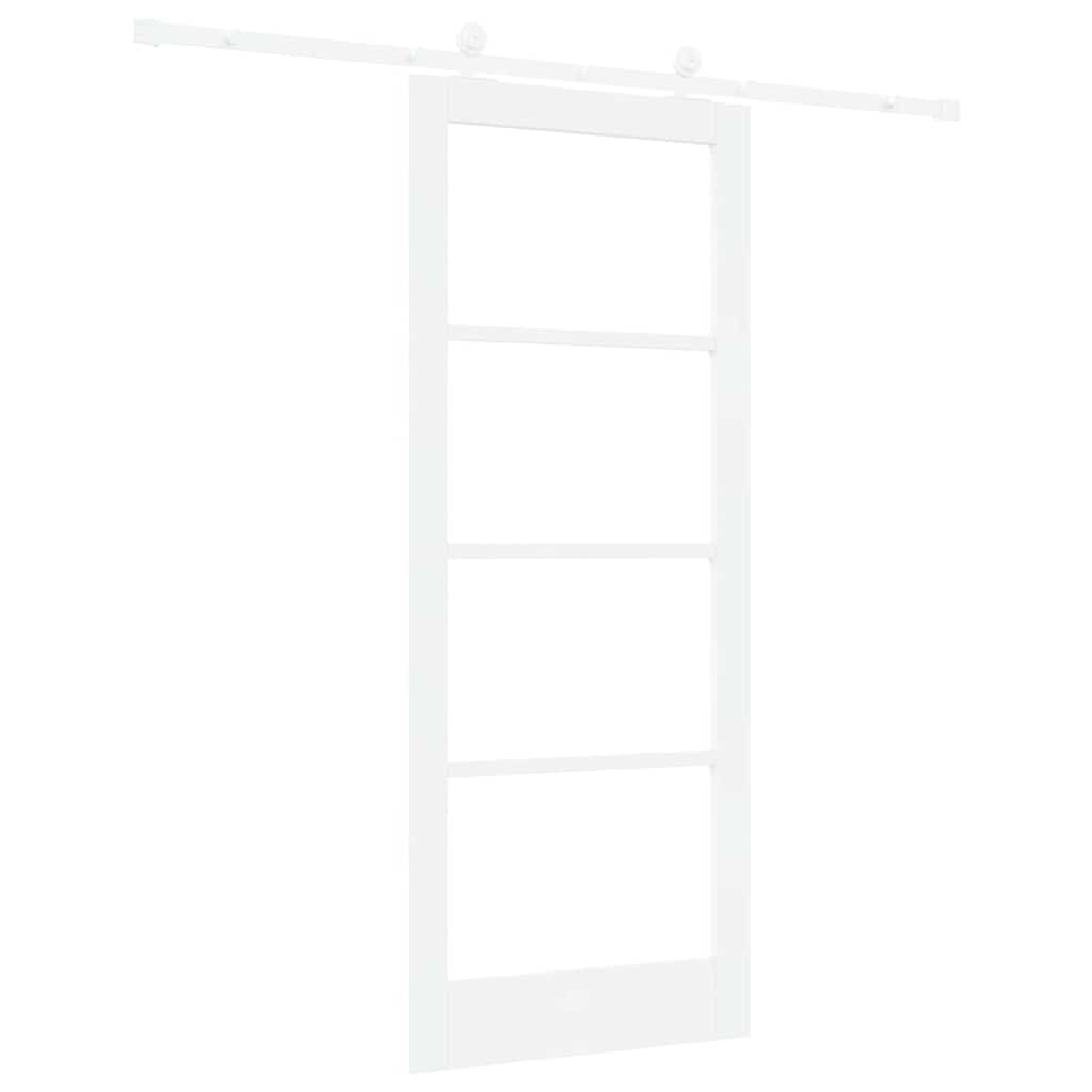 vidaXL Sliding Door ORKDAL 83 x 202 cm Solid Pine Wood and Glass White 6