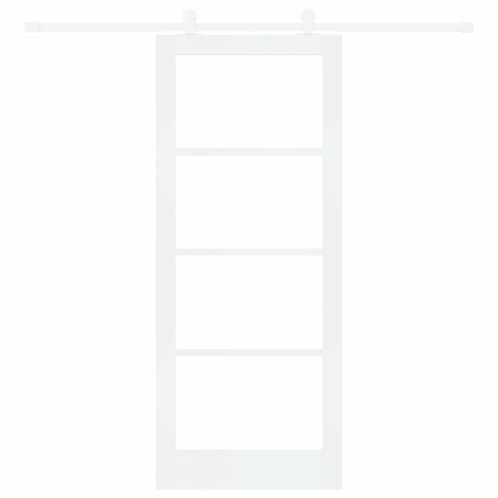 vidaXL Sliding Door ORKDAL 83 x 202 cm Solid Pine Wood and Glass White 4