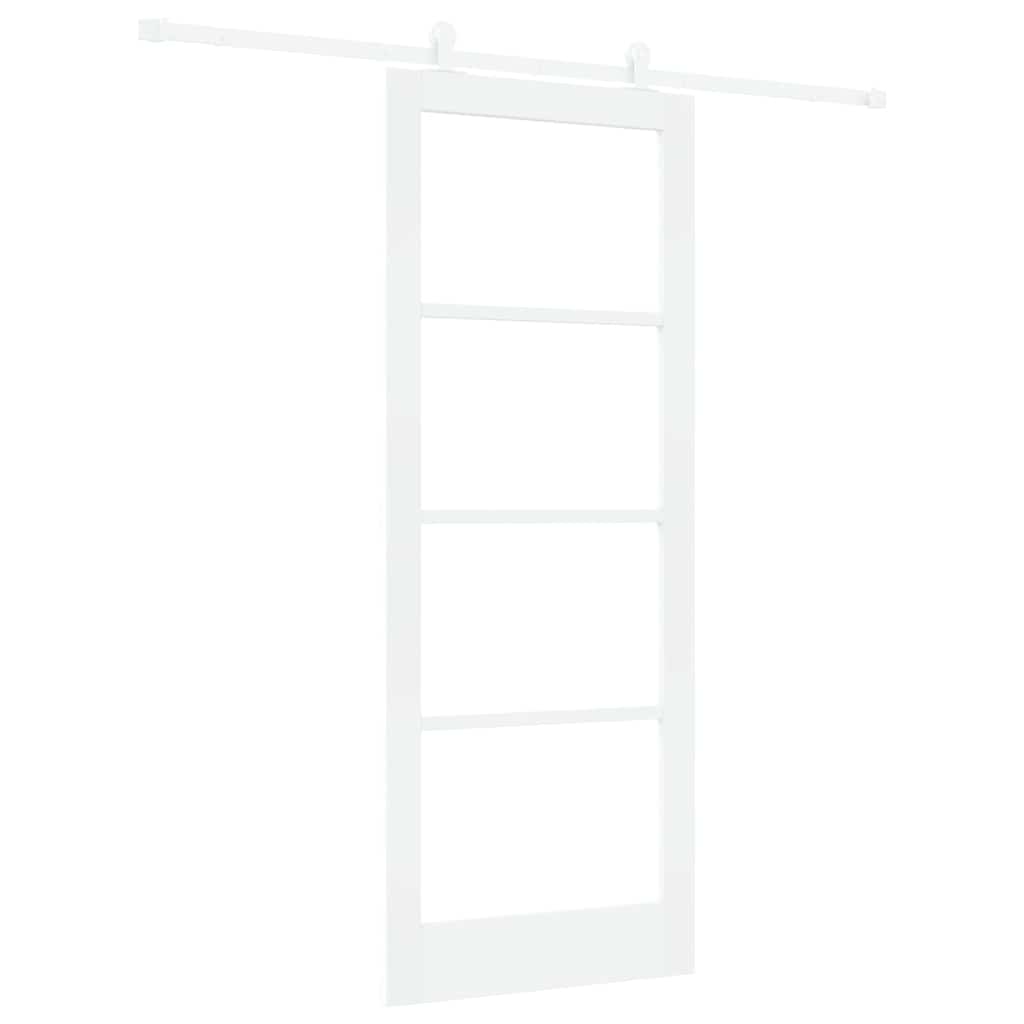 vidaXL Sliding Door ORKDAL 83 x 211 cm Solid Pine Wood and Glass White 2