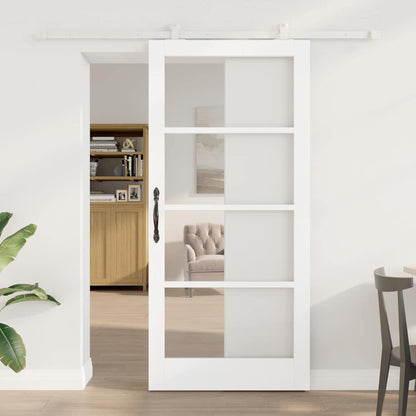vidaXL Sliding Door ORKDAL 93 x 202 cm Solid Pine Wood and Glass White 1