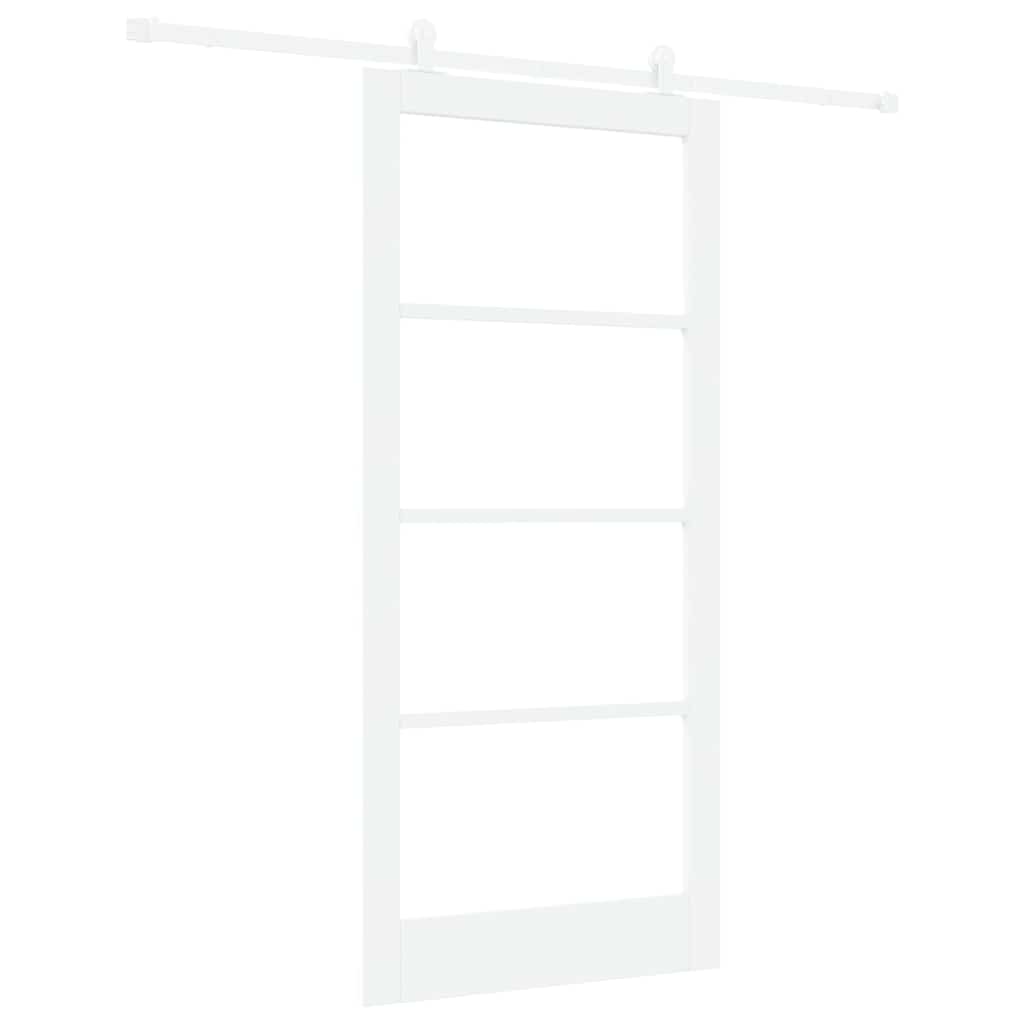 vidaXL Sliding Door ORKDAL 93 x 202 cm Solid Pine Wood and Glass White 2