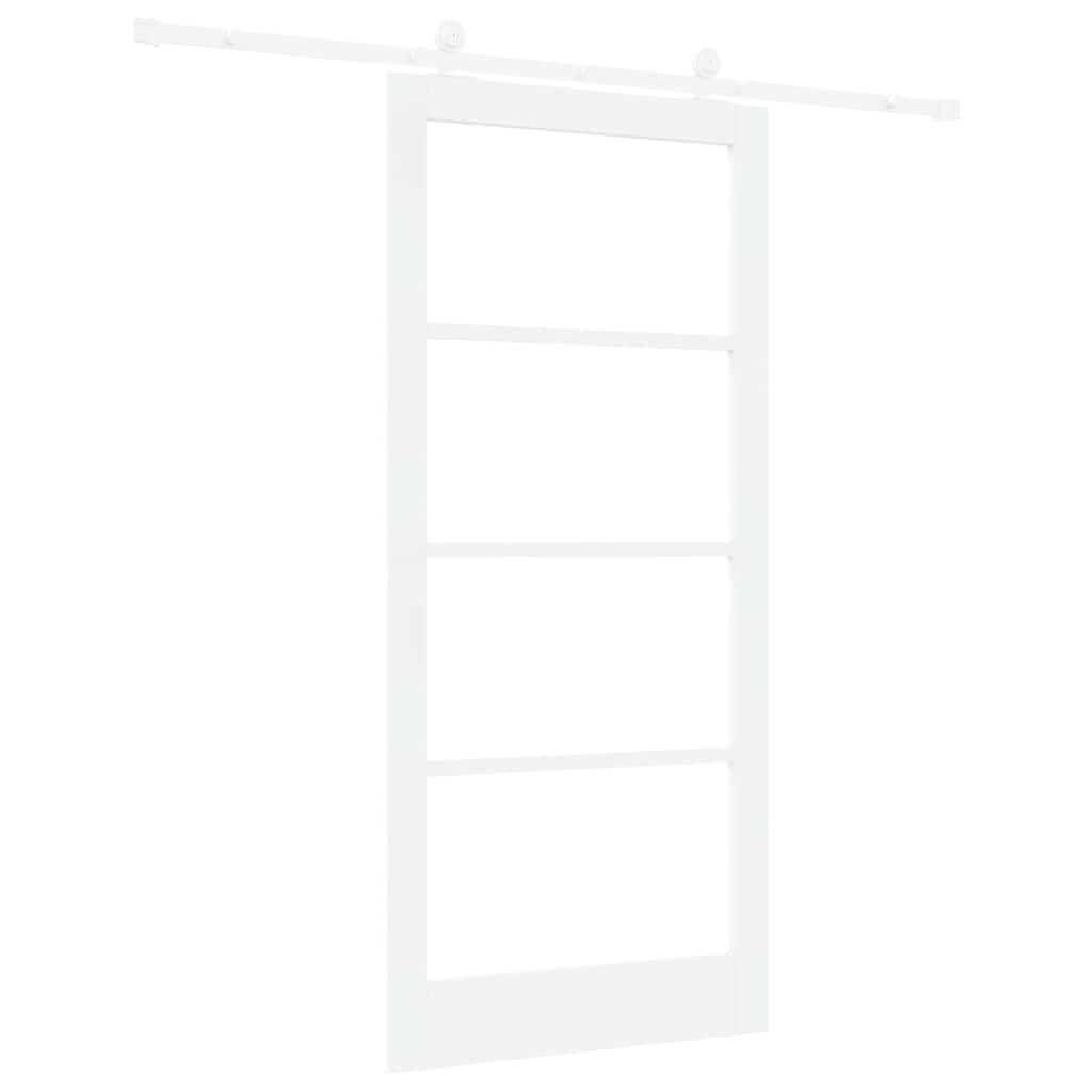 vidaXL Sliding Door ORKDAL 93 x 202 cm Solid Pine Wood and Glass White 6