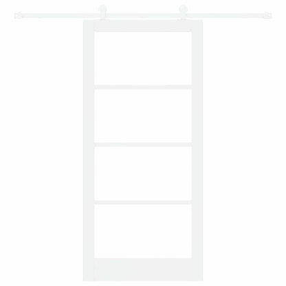 vidaXL Sliding Door ORKDAL 93 x 202 cm Solid Pine Wood and Glass White 4