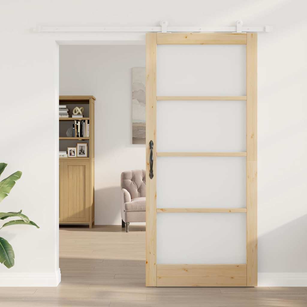 vidaXL Sliding Door ORKDAL 93 x 211 cm Solid Pine Wood and Glass 3