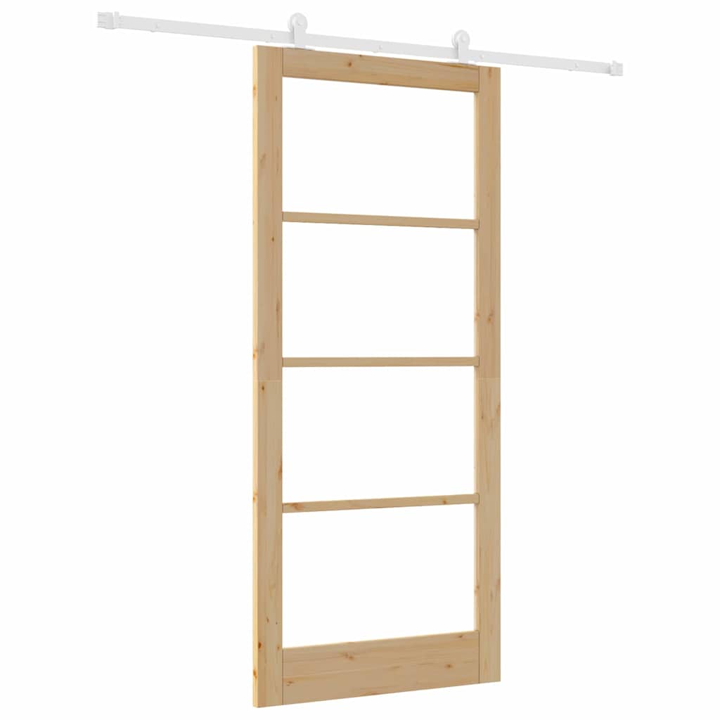 vidaXL Sliding Door ORKDAL 93 x 211 cm Solid Pine Wood and Glass 2