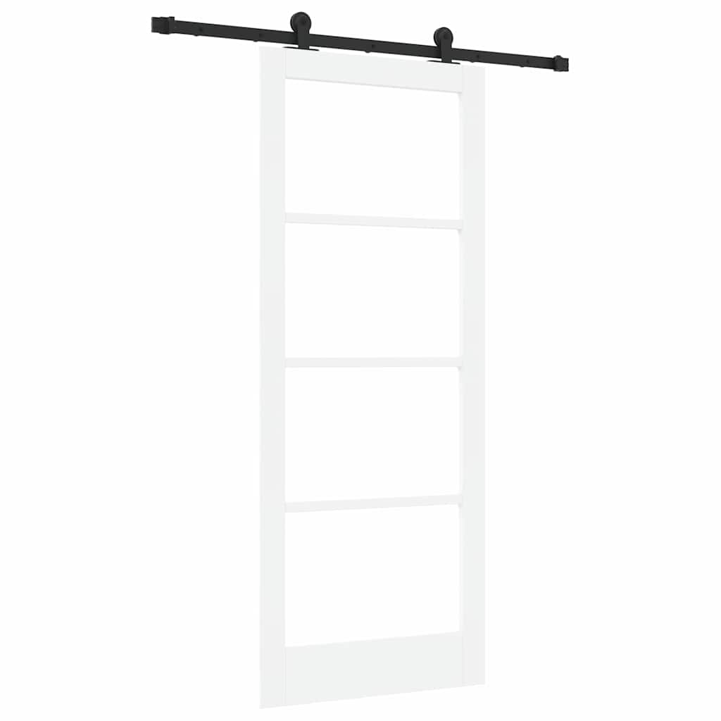 vidaXL Sliding Door ORKDAL White 83 x 202 cm Solid Pine Wood and Glass 2